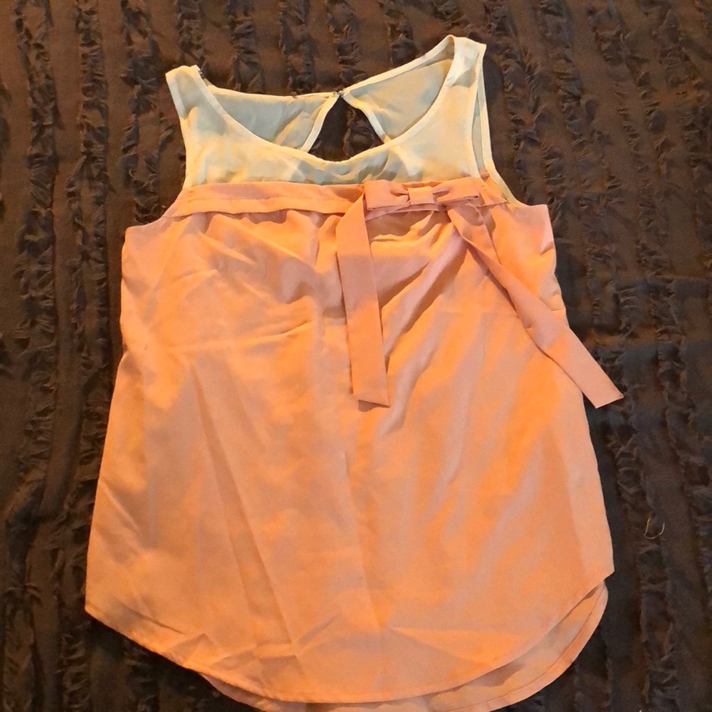 blouse with bow, melon color